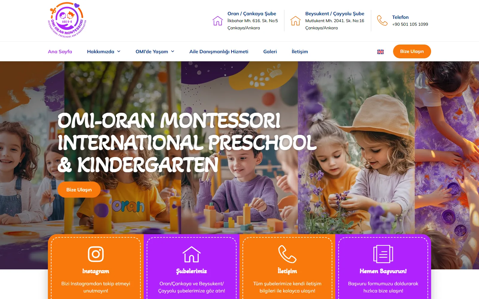 Oran Montessori web sitesi ekran görüntüsü